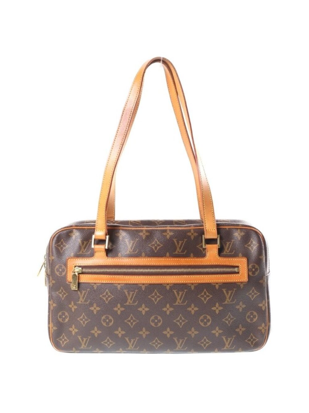 Louis Vuitton Monogram Cite GM Handbag Brown Leather Gold